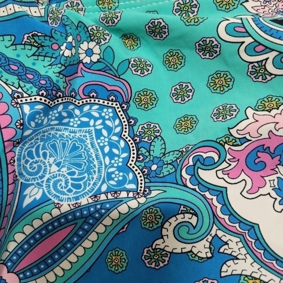 Love Your Assets Sara Blakely Paisley Spanx One Piece Swimsuit Blue Pnk Size S - Picture 5 of 7